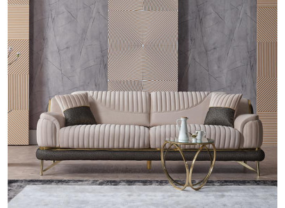 Beige Sofa Luxus 3-Sitzer Couch Wohnzimmer Möbel Polster Couchen Sofas Modern