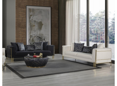 Weiß  Wohnzimmer 2x 3-Sitzer Sofas Luxuriöse Polster Couchen Sitzmöbel Modern