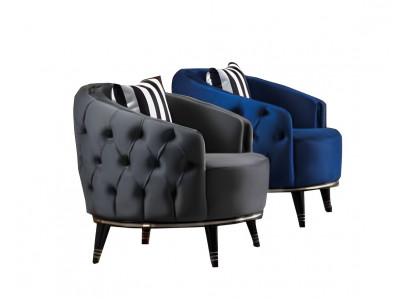 Sessel 1 Sitzer Wohnzimmer Moderne Design Chesterfield Blau Möbel Luxus