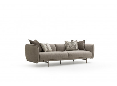 Wohnzimmer 4-Sitzer Dreisatzsofa Polster Möbel Stoff Grau Modern Couch