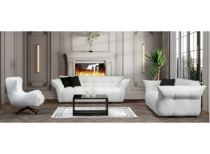 Sofagruppe Sofa 4 Sitzer Sessel Stoffsofas Couchgarnitur Weiß Sitzmöbel