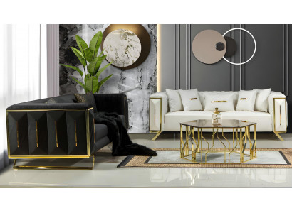 Sofagarnitur  Italienischer Stil Sitzgarnitur Polstergarnitur Sofa Couch 3+3