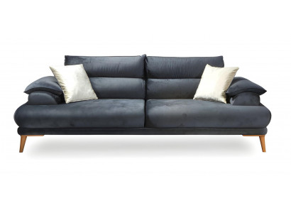 Sofa Couch Blau Gepolstert Verstellbare Rückenlehne Armlehnen 3 Sitz 230cm