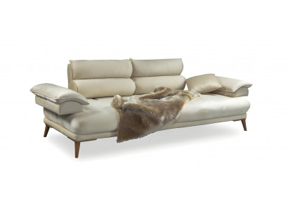 Sofa Couch Polstersofa Verstellbare Armlehnen Rückenlehne Beige 3 Sitzer