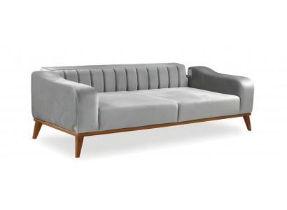 Sofa 3 Sitz Verstellbarer Rücken Polstersofa Verstellbare Rückenlehne Silber