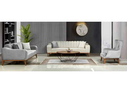 Sofagarnitur  Italienischer Stil Sitzgarnitur Polstergarnitur Sofa Couch 3+3+1