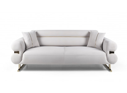 Luxus Weiß Möbel Dreisitzer Sofa Wohnzimmer Couch Stoffsofa Polstersofa Modern