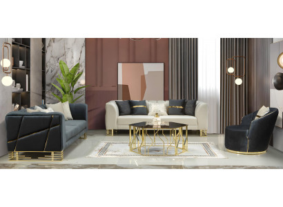 Sofagarnitur  Italienischer Stil Sitzgarnitur Polstergarnitur Sofa Couch 3+3+1