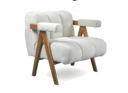 Polsterstuhl Sessel Polstersessel Weiß Holzmöbel Wohnzimmer Esszimmer