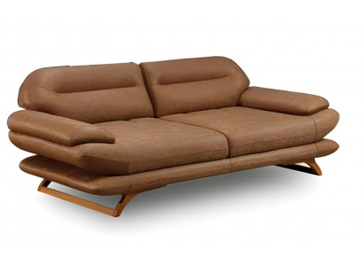 Moderner brauner Stoffsofa 3-Sitzer mit Holzrahmen