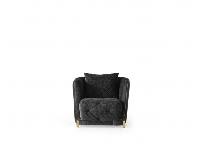 Sessel Club Lounge Designer Lehn Moderne Sessel 1 Sitzer  Polster Schwarz