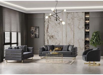 Modern Grau Sofagarnitur 3 3 1 Sitzer Set Design Sofa Polster Couchen Couch