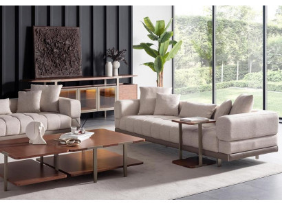 Wohnzimmer Set Einrichtung Sofa Couchtische Beistelltisch 255cm Couch 5tlg