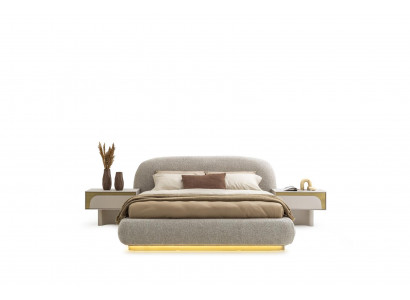 Schlafzimmer Set Bett + 2х Nachttische 3-teiliges Moderne Möbel Doppelbett LED