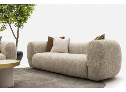 Luxus Sofa fester Stoff Dreisitzer Couch Elegante Couchen Beige Möbel 231cm