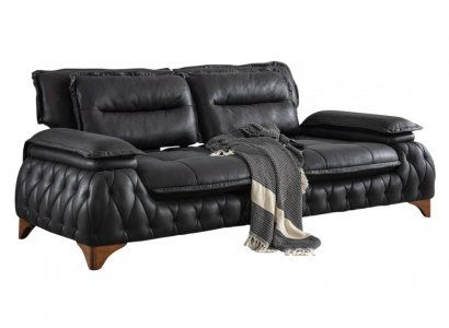 Moderne Chesterfield Couch Schwarzer Dreisitzer Sofa Polster 235cm