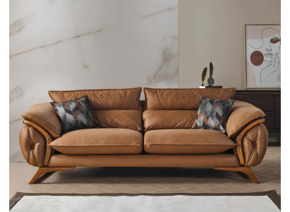 Braune Dreisitzcouch 3-Sitzer-Sofa Dreisitzgarnitur Dreisitzer Polstersofa