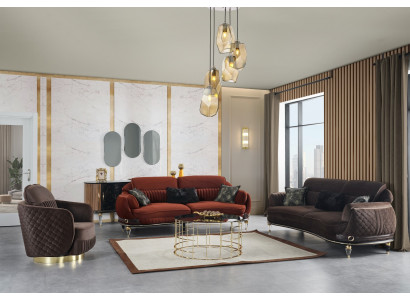 Sofalandschaft Polstermöbel Kombination Couchmöbel Sofa Wohnzimmergarnitur 3+3+1