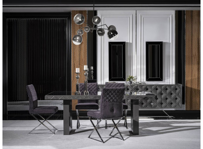 Modern Einrichtung Set Möbel Esstisch Neu 4х Stühle Design Sideboard mit Spiegel