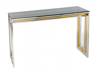 Moderner Konsolentisch aus Metall und Glas in Grau