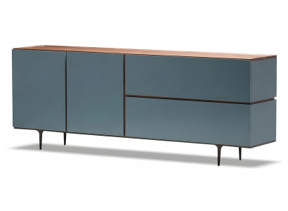 Blaue Holz-Konsole modern, elegante Ablagefläche, robustes Design