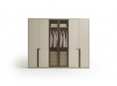 Schrank Beige Designer Kleiderschrank Hochwertig Schlafzimmer Luxus Möbel Holz