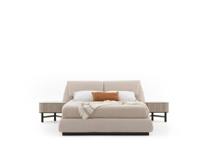 Schlafzimmer Set Beige Textil Holz modern elegant