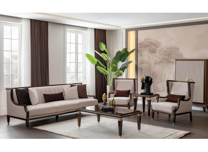 Wohnzimmer-Set: 3+1+1 Sitzer mit Couch- & Beistelltisch – elegant & praktisch