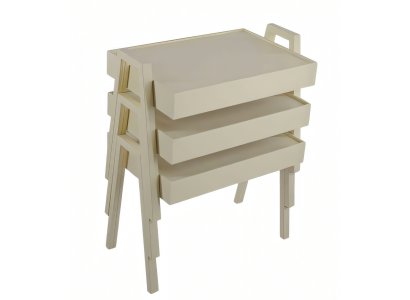 Weiße Holz Couchtisch-Set modern elegant für Wohnzimmer