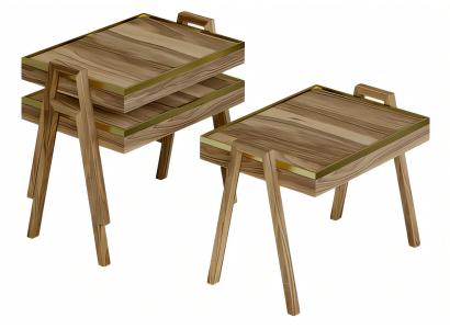 Couchtisch-Set aus Holz in Braun modern minimalistisch