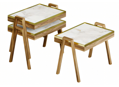 Couchtisch-Set aus Holz in Beige modern elegant