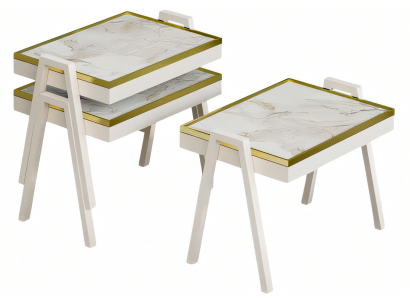 Weißes Holz Couchtisch-Set modern elegant