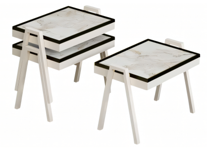 Weißes Holz Couchtisch-Set im modernen Design