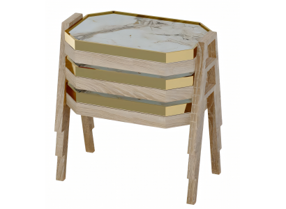 Couchtisch-Set aus Holz in Beige modern elegant