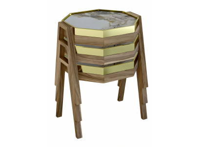 Couchtisch-Set aus Holz in Braun modern eleganter Stil