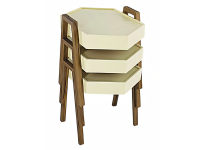Couchtisch-Set aus Holz in Beige modern elegant