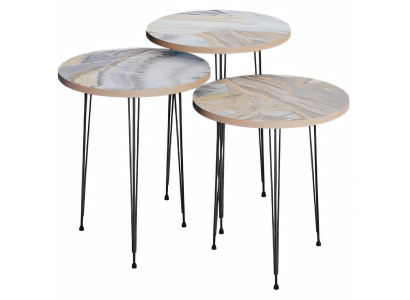 Moderner grauer Couchtisch aus Holz und Metall