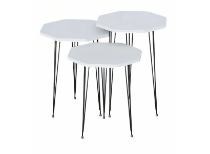 Weißes Metall-Holz Couchtisch-Set modern