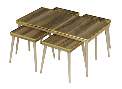 Wohnzimmer-Set Braun Holz Edelstahl Modern Elegant