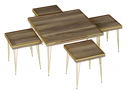 Wohnzimmer-Set Braun aus MDF und Edelstahl modern elegant