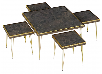 Wohnzimmer-Set in Schwarz aus hochwertigem MDF und Edelstahl