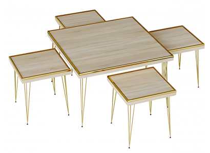 Wohnzimmer-Set in Beige mit MDF und Edelstahl modern und elegant