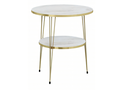 Beistelltisch aus Metall in Beige modern eleganter Wohnzimmertisch