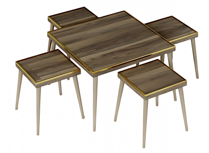 Wohnzimmer-Set Braun Holz Edelstahl Modern Elegant