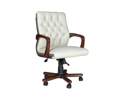 Weißer moderner Bürostuhl aus Holz und Textil