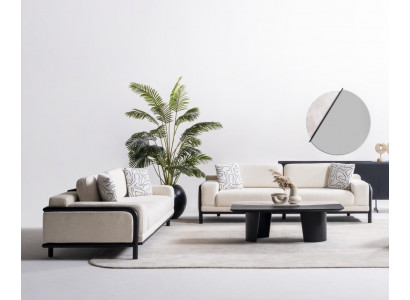 Beige Textil 3-Sitzer Sofa Set modernes elegantes Wohnzimmermöbel