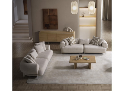 Beige Textil-Sofaset mit Holzrahmen modern und stilvoll