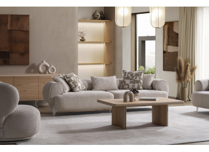 Beige Textil-Sofa 3-Sitzer modernes Wohnzimmermöbel