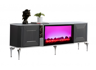 Beeindruckender TV-Schrank mit LED-Beleuchtung und moderner Technik