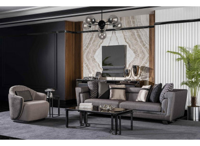 Wohnzimmer Sofagarnitur Grau Dreisitzer Sessel Luxus Couch Set 4 1 Sitzer